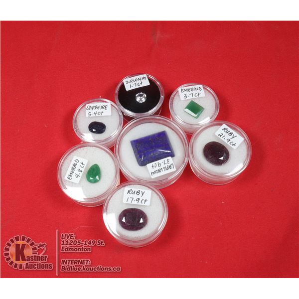 X7 GEMSTONES RUBY, EMERALD, SAPPHIRE, LAPIS