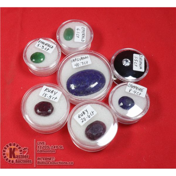 X7 GEMSTONES RUBY, EMERALD, SAPPHIRE, LAPIS
