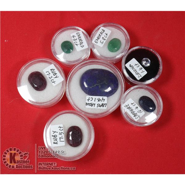 X7 GEMSTONES RUBY, EMERALD, SAPPHIRE, LAPIS