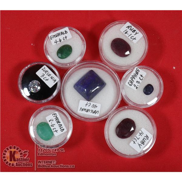 X7 GEMSTONES RUBY, EMERALD, SAPPHIRE, LAPIS
