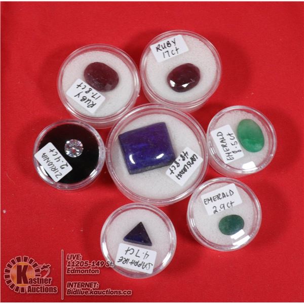 X7 GEMSTONES RUBY, EMERALD, SAPPHIRE, LAPIS