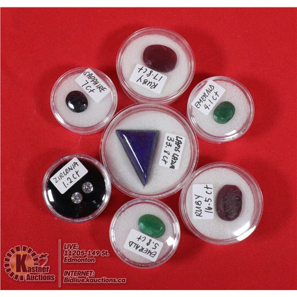 X7 GEMSTONES RUBY, EMERALD, SAPPHIRE, LAPIS