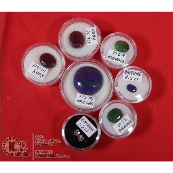X7 GEMSTONES RUBY, EMERALD, SAPPHIRE, LAPIS