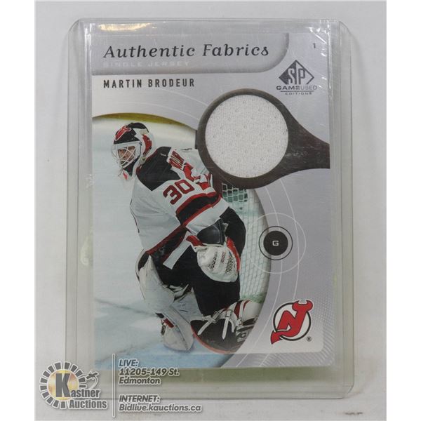 MARTIN BRODEUR GAME USED JERSEY CARD
