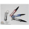Image 1 : 4 NEW MINI SKULL KNIVES - 2 BLACK, 1 RED, 1 BLUE