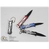 Image 1 : 4 NEW MINI SKULL KNIVES - 2 BLACK, 1 RED, 1 BLUE