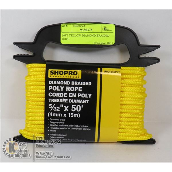 50FT YELLOW DIAMOND BRAIDED ROPE