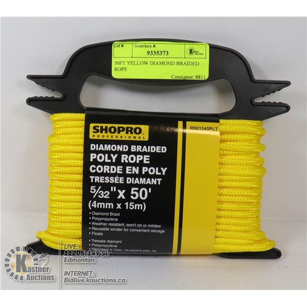 50FT YELLOW DIAMOND BRAIDED ROPE