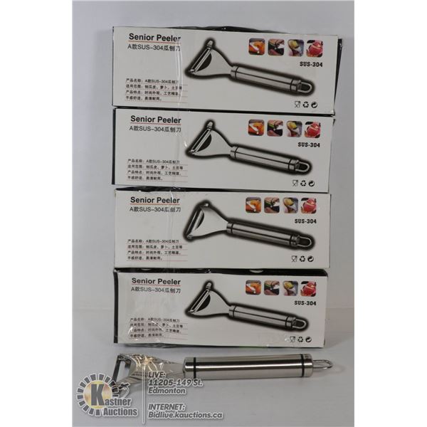 LOT OF 4 STAINLESS VEGETABLE PEELERS