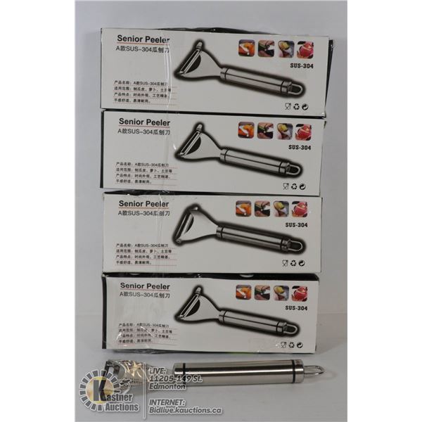 LOT OF 4 STAINLESS VEGETABLE PEELERS