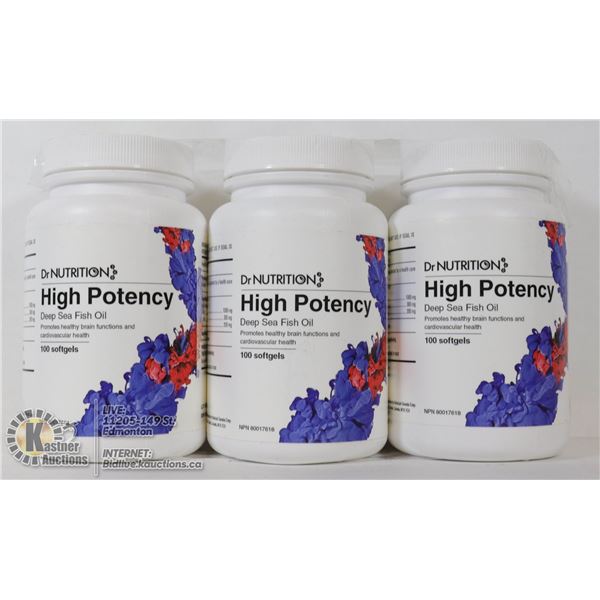3 BOTTLES OF HIGH POTENCY DEEP SEA FISH OIL