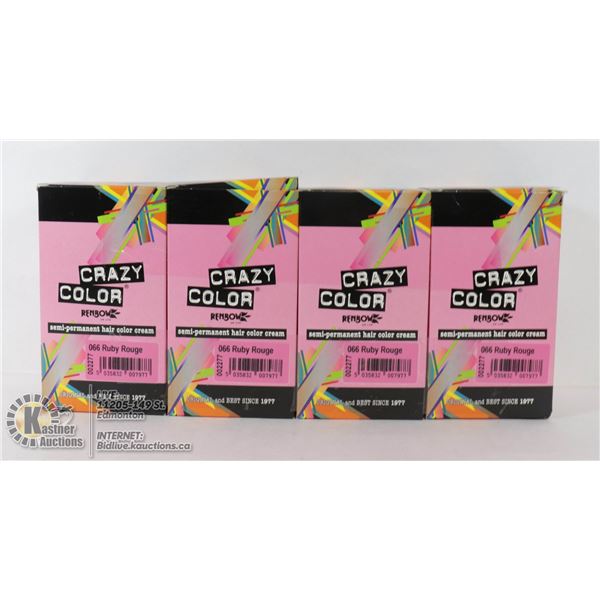 LOT OF 4 CRAZY COLOR SEMI - PERMANENT HAIR COLOR