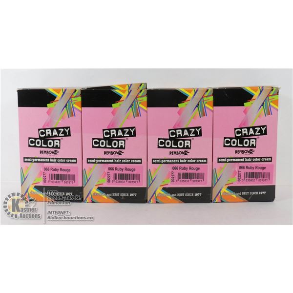 LOT OF 4 CRAZY COLOR SEMI - PERMANENT HAIR COLOR