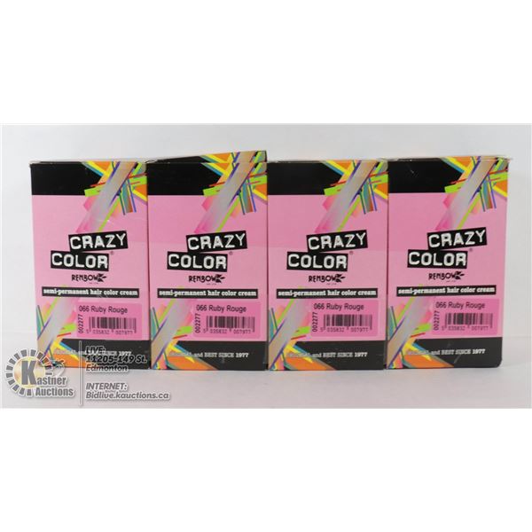 LOT OF 4 CRAZY COLOR SEMI - PERMANENT HAIR COLOR