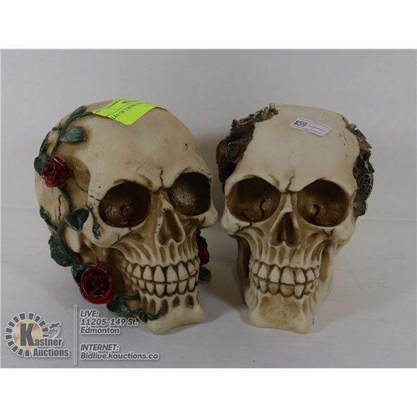 LOT OF 2 BONE SKELETON HEADS