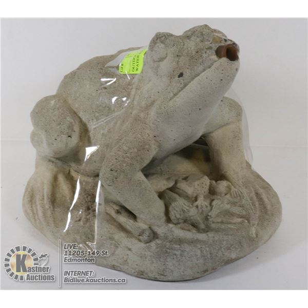OUTDOOR CEMENT FROG WITH WATER SPOUT MOUTH
