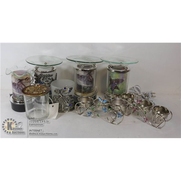 BOX W/ ASSORTED WAX BURNERS & OIL BURNERS