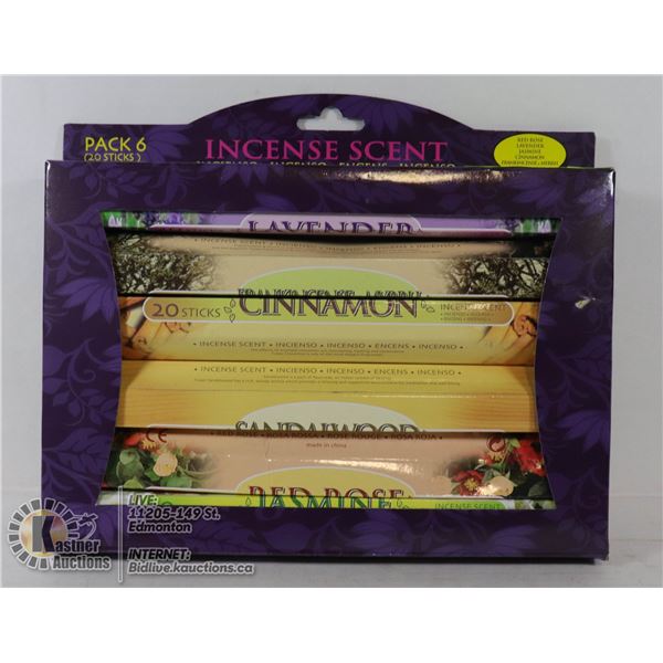 6 PACK OF INCENSE W/ A TOTAL OF 120 STICKS