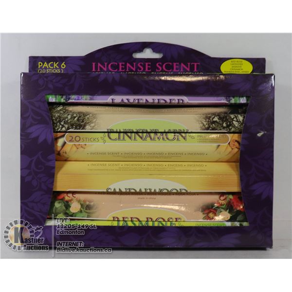 6 PACK OF INCENSE W/ A TOTAL OF 120 STICKS