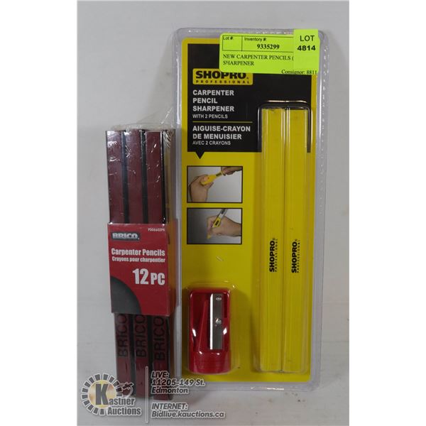 NEW CARPENTER PENCILS ( 14 ) AND SHARPENER