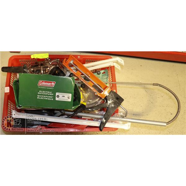 MISC. BOX OF VARIOUS HOUSEHOLD ITEMS ETC.