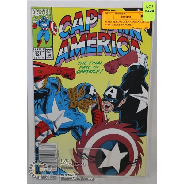 MARVEL COMICS CAPTAIN AMERICA #408 FATE OF CAPWOLF