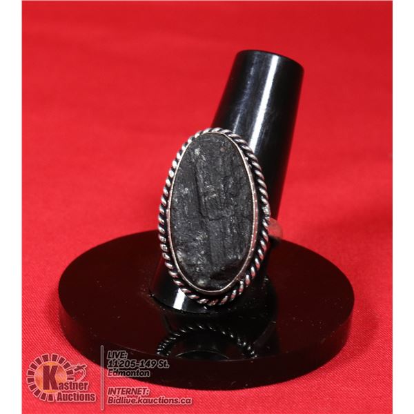 #8-NATURAL TOURMALINE RING (RAW) SIZE 8.25