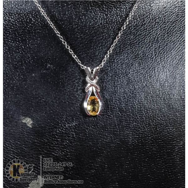 #123-CITIRINE PENDANT & NECKLACE 18"
