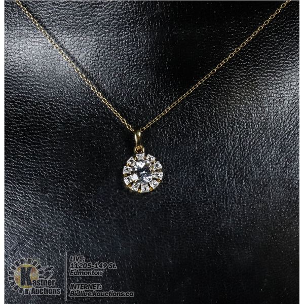 #127-TOURMALINE PENDANT & NECKLACE/ CZ 18"