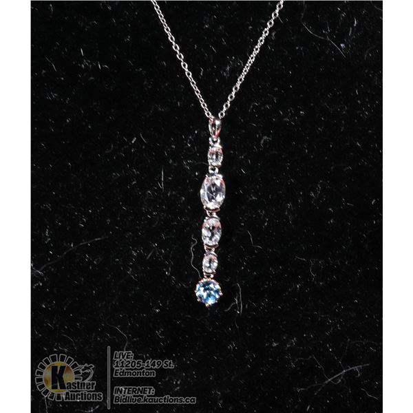#114-TOPAZ/SPINEL PENDANT & NECKLACE 18"