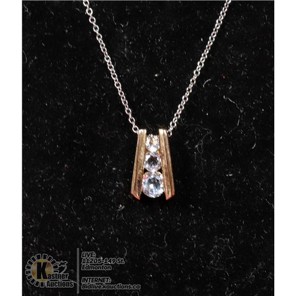 #105-BLUE TOPAZ PENDAND & NECKLACE 18"