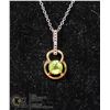 Image 1 : #106-GREEN PERIDOT PENDANT & NECKLACE 18"
