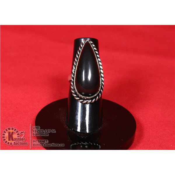 #81-NATURAL BLACK OBSIDIAN RING SIZE 5