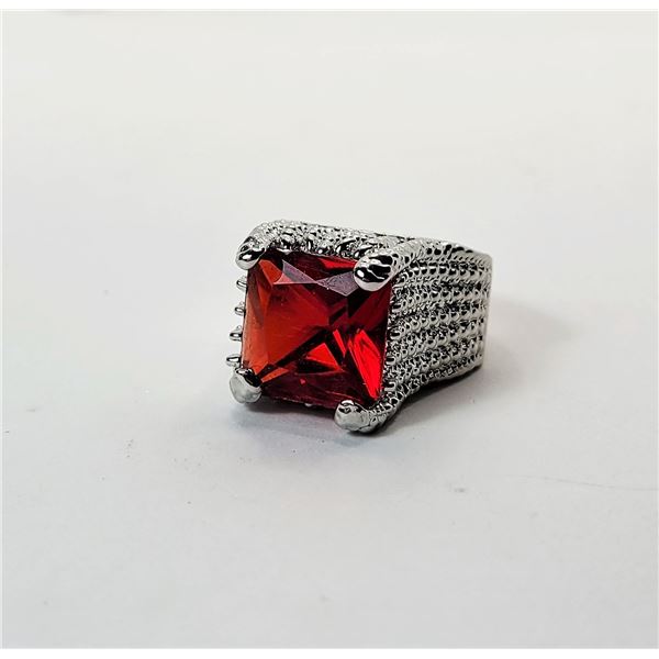 21)  SQUARE CUT LAB CREATED RUBY WITH CLEAR