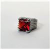 Image 1 : 21)  SQUARE CUT LAB CREATED RUBY WITH CLEAR