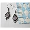 Image 1 : 24)  SILVER TONE ROSE QUARTZ EARRINGS ON