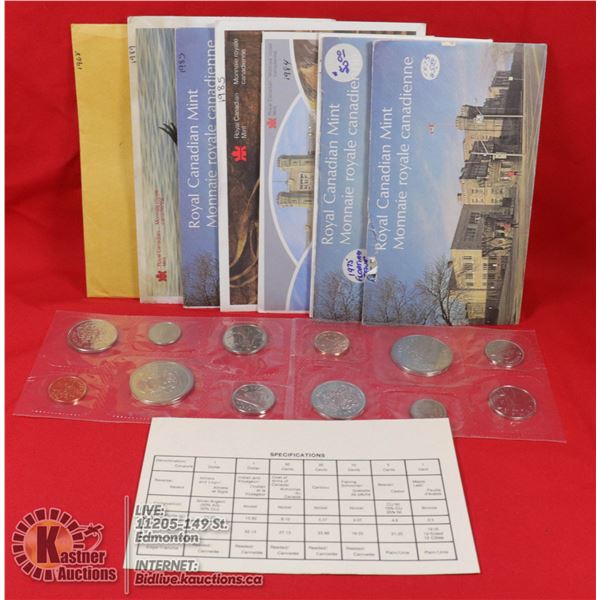 BAG OF UNCIRCULATED CDN COIN SETS  1968, 1971,1973