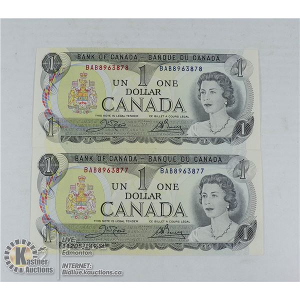 TWO $1 BILLS IN SEQUENCE