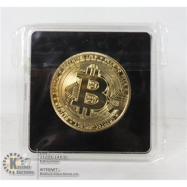 MINT GOLD PLATED BITCOIN IN PROTECTIVE CASE.