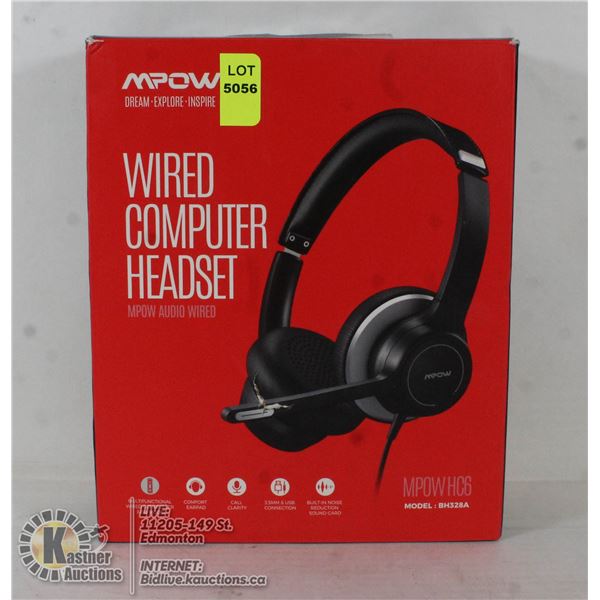 MPOW WIRED COMPUTER HEADSET.