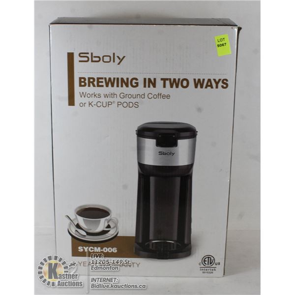 SBOLY SINGLE SERVE COFFEE MAKER.