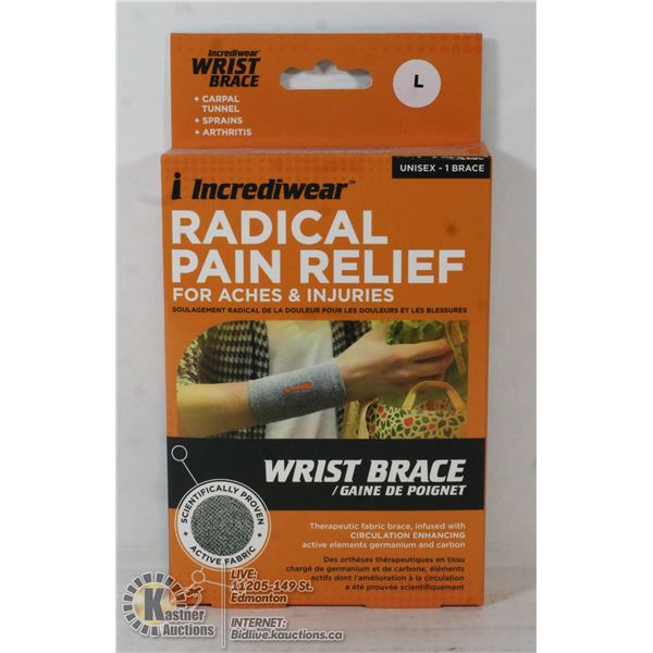 INCREDIWEAR RADICAL PAIN RELIEF FOR WRIST. SZ L.