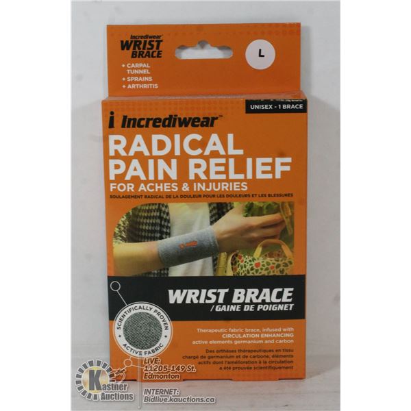 INCREDIWEAR RADICAL PAIN RELIEF FOR WRIST. SZ L.