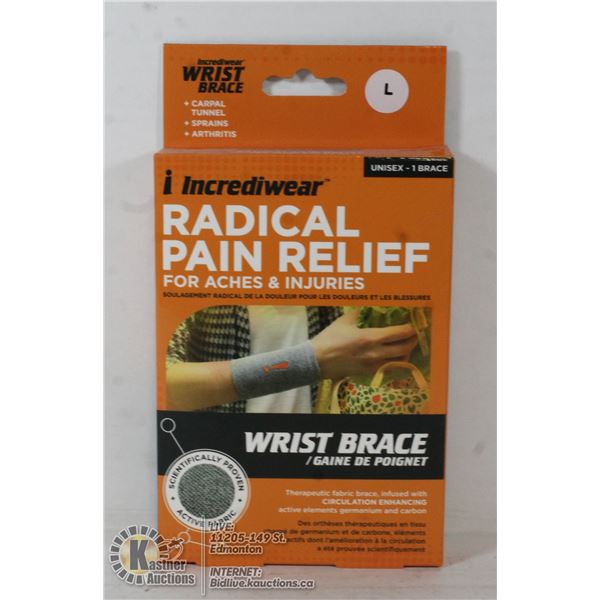 INCREDIWEAR RADICAL PAIN RELIEF FOR WRIST. SZ L.