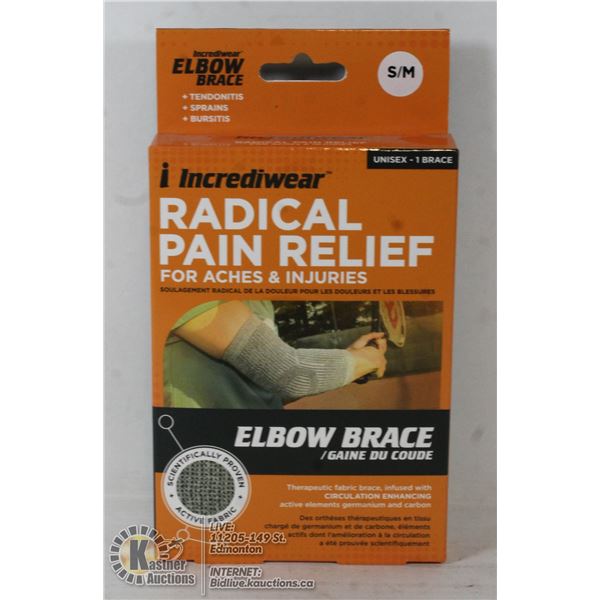 INCREDIWEAR RADICAL PAIN RELIEF FOR ELBOW. SZ S/M.