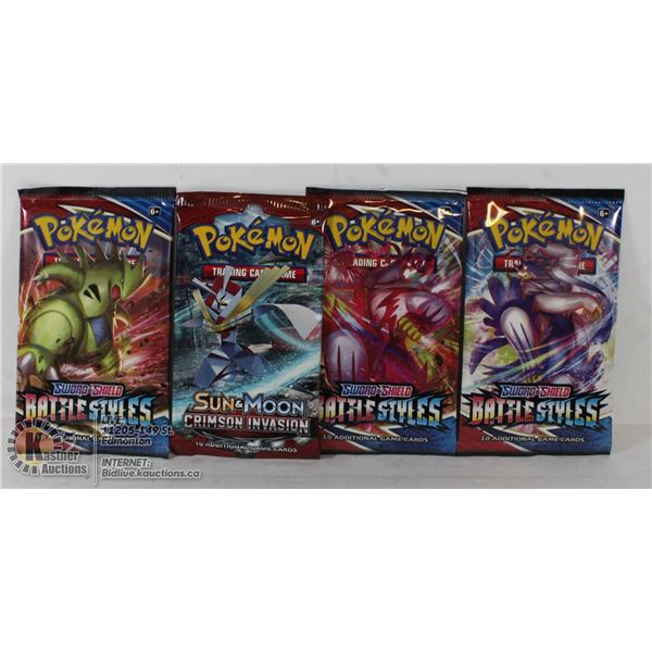 x4 POKEMON BOOSTER PACKS, NEW, SEALED
