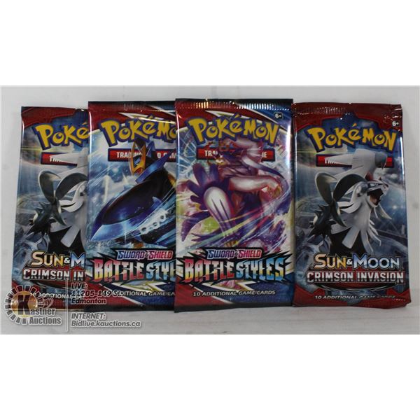 x4 POKEMON BOOSTER PACKS, NEW, SEALED
