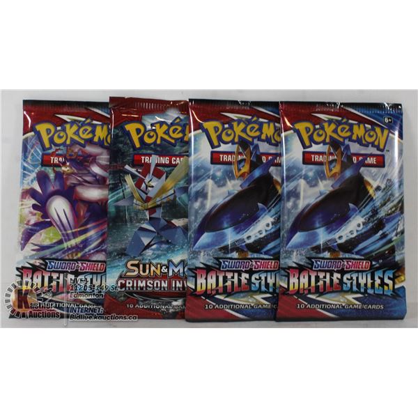 x4 POKEMON BOOSTER PACKS, NEW, SEALED