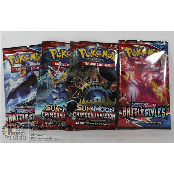 x4 POKEMON BOOSTER PACKS, NEW, SEALED