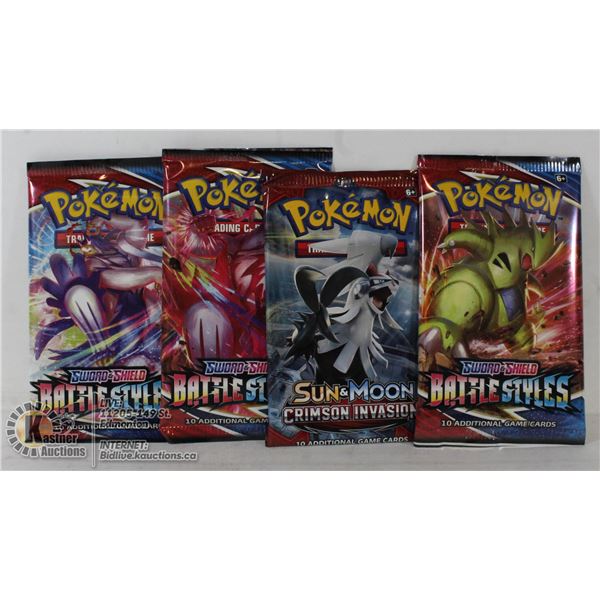x4 POKEMON BOOSTER PACKS, NEW, SEALED